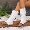 Scarpe da Donna con Ricami, a Punta Aperta, con Zeppa, Stile Western alla Moda, Traspiranti, Stivali Casual Versatili per le Feste, da Donna