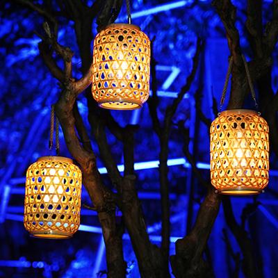 Lampă solară țesută Iluminare moale IP65, impermeabilă, pornire/oprire automată, reîncărcabilă, ușor de instalat, agățată din bambus, lumină solară, decor de grădină