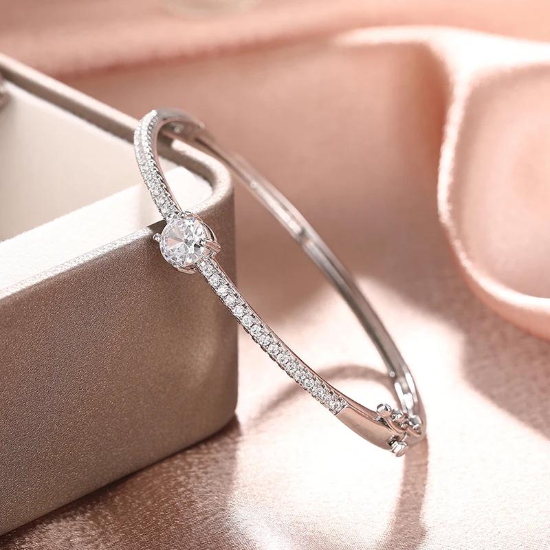 Xiaomi Huitan Fashionale Women's Cubic Zirconia Bangle Silver Color/Gold Color Modern Statement Female Hand Accessories Trendy Jewelry