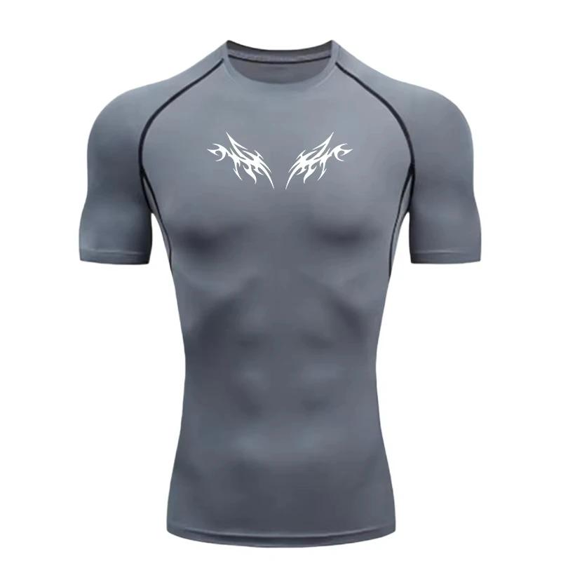 Camisa de Compressão Y2K Masculina Fitness Academia Esqueleto Esporte Corrida Camiseta Rashguard Tops Camiseta Secagem Rápida Manga Curta para Homem