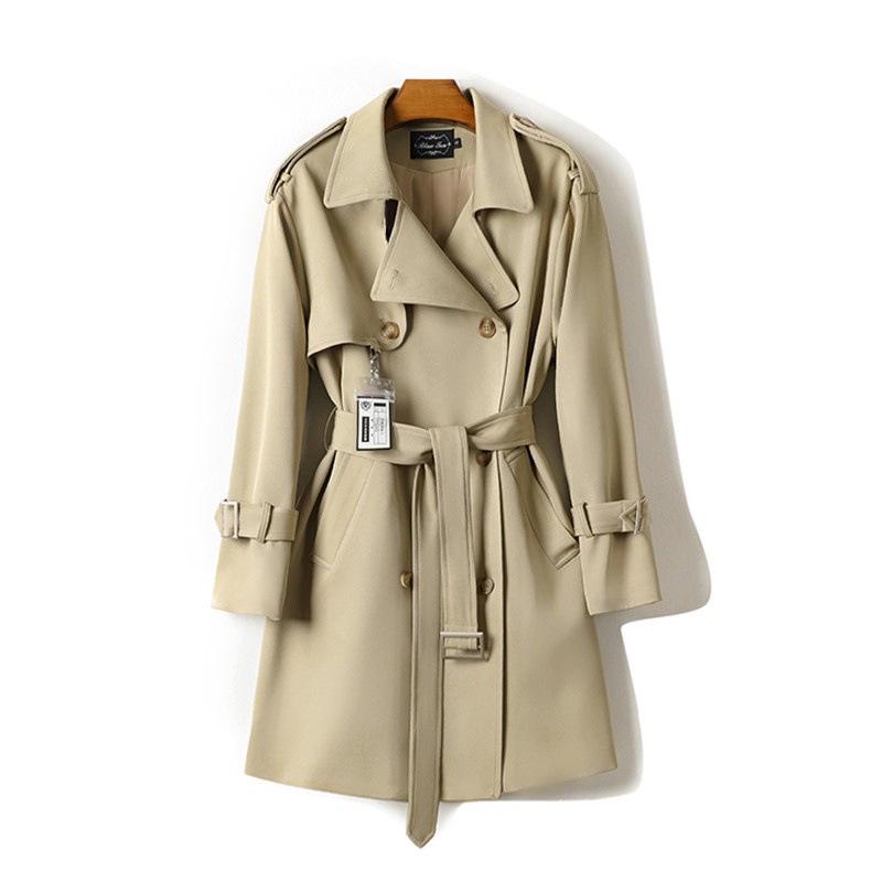 Women's Mid-Length Petite Trench Coat - 2025 Spring/Autumn, New Korean-British Style, Short & Thickened.