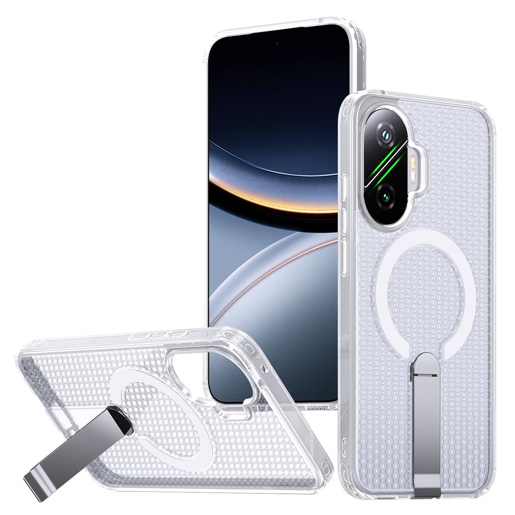 Militärisches Anti-Fall-Kühlloch-Design Magnetische Hülle Für Xiaomi Poco F7 Redmi Turbo 4 Pro Metallständer TPU Acryl Rückseite