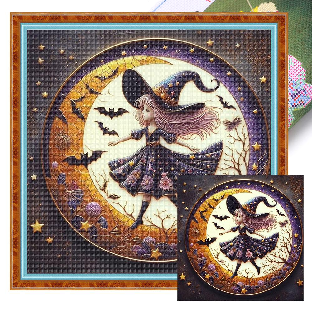 Witch Printed Cross Stitch Kit DIY 11CT Embroidery Craft Set Home Decoration