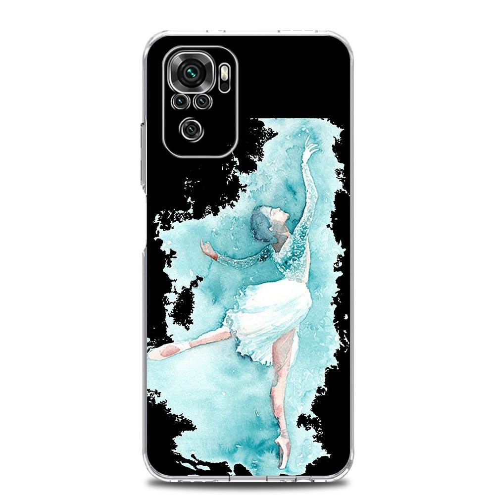 Simple Swan Dance Ballet Clear Phone Case For Xiaomi Redmi Note 12 5G 9S 9 8 10 11 Pro+ 9T 8T 10C 9C 9A 7 Pro Soft Back Cover