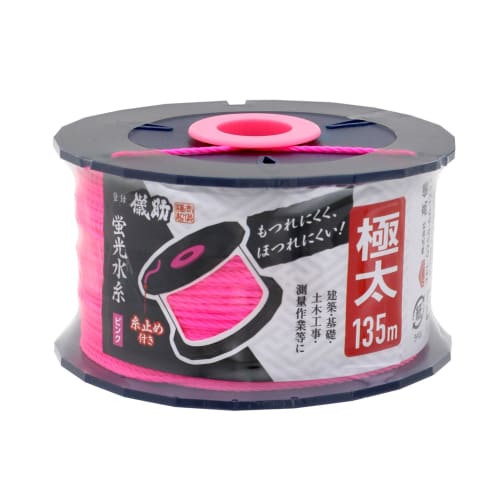 Takagi Gisuke Fluorescent Water Thread, Pink, Extra Thick, 135m, with Thread Stopper, Nylon Thread, Tangle-Resistant, Fray-Resistant, for Construction