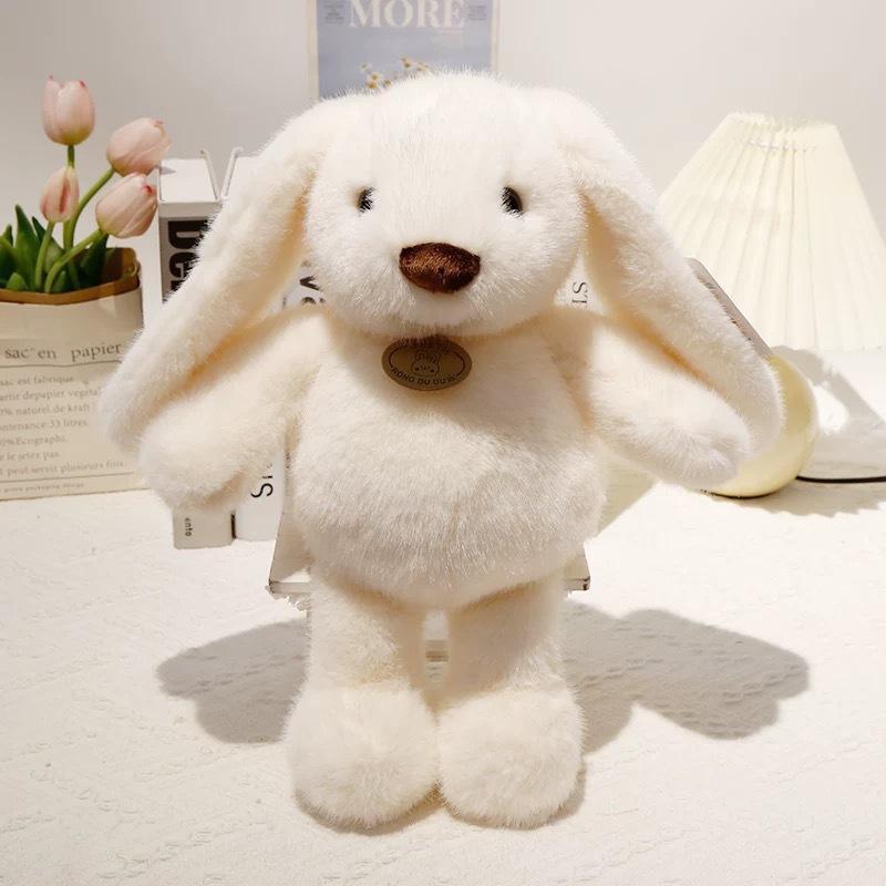 Păpușă iepuraș drăguță, iepure cu urechi lungi din pluș, păpușă liniștitoare, cadou de ziua de naștere pentru copii