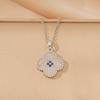 Zircon-embellished Titanium Steel Four-leaf Clover Necklace High-end Women's Earrings Pendant Ring Jewelry