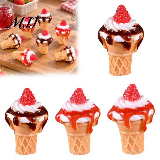 Crafting Supplies for Miniatures 10Pcs Mini Ice Creams, Tiny 3D Strawberry Jam Resin Dessert Doll Mansion Food Accessories Mansion, DIY Craft