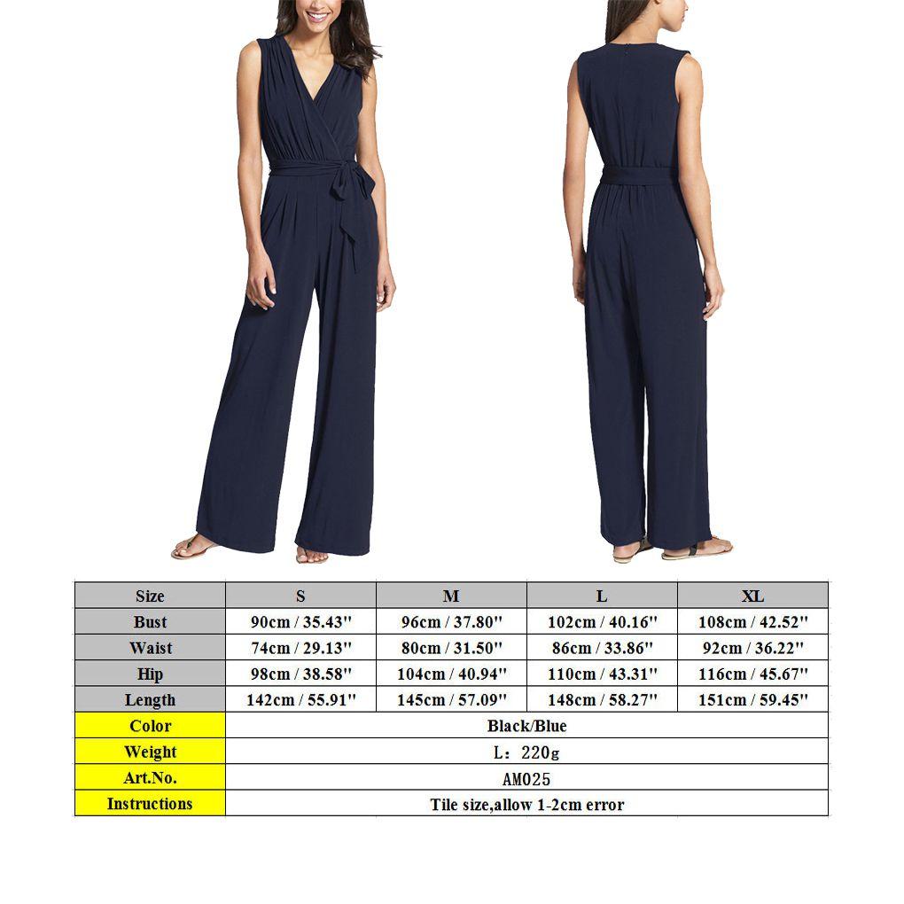 Women Solid V Neck Wide Leg Jumpsuit Pleated High Waist Sleeveless Bodysuit