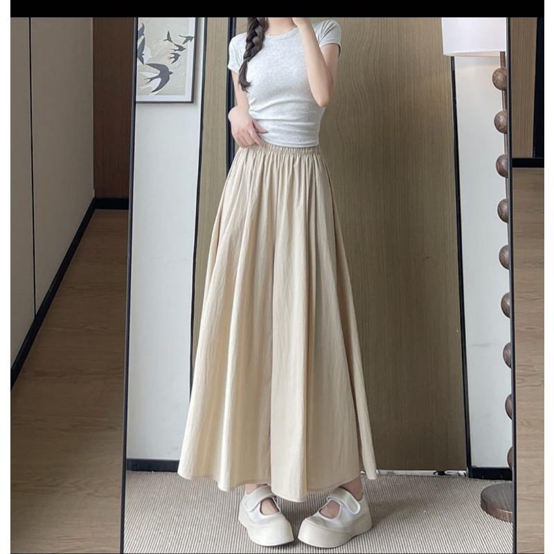 

Summer pleated skirt pants retro high-end lazy drape a-word culottes small high-waisted thin long skirt M size 40kg-55kg