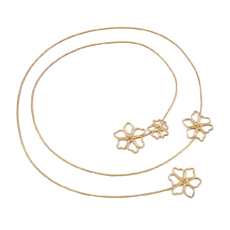 

Long Chain Flower Pendant Necklace Layered-Body Chain Choker Necklaces for Women