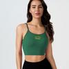 Women's Colorblock Seamless Knit Retro Sports Tank with Chest Pads and Spaghetti Straps