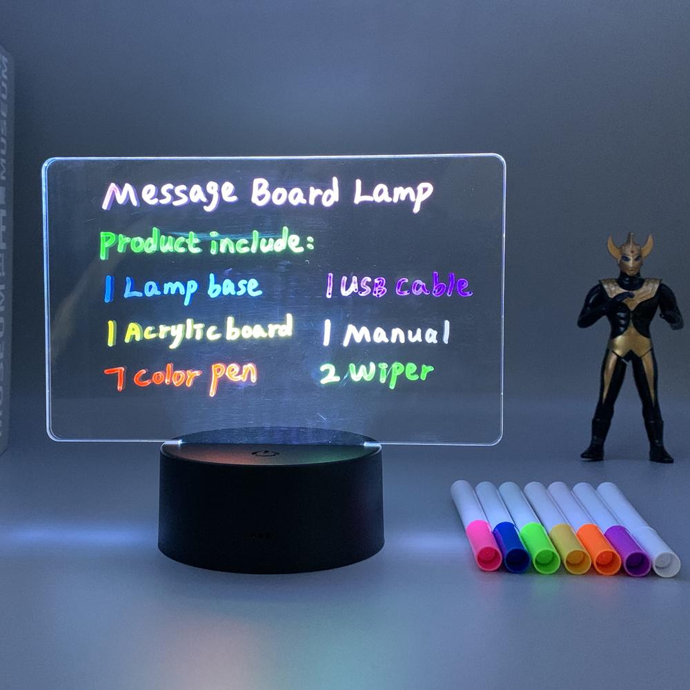 Creative Led Night Light Note Board Message Board With Pen USB Power Decor Night Lamp Message Board 3D Lights