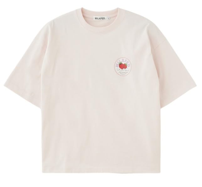 Milkfed Casual Circle Strawberry Logo Short Sleeve Tee in Pink Women's