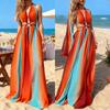 European and American women's clothing vacation beach split-ended pendulum dress sleeveless chest print woman