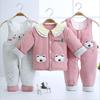 Infant Pure Cotton Autumn/Winter Three-Piece Set: Unisex Overalls for 0-12 Months, Thick and Warm