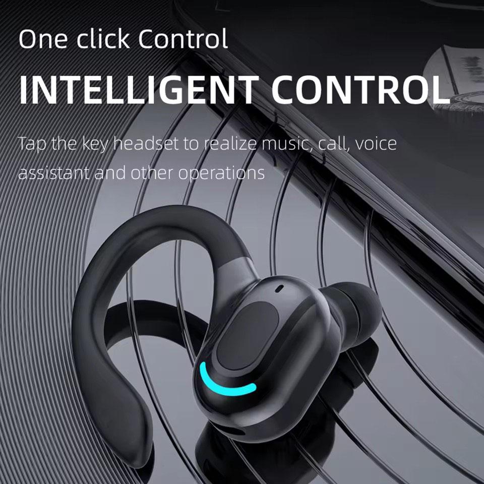 1PC Bluetooth 5.2 Wireless Earphone Ear Hook Mini Business Headphone HIFI Bass Noise Cancelling Sports Gaming Earbuds