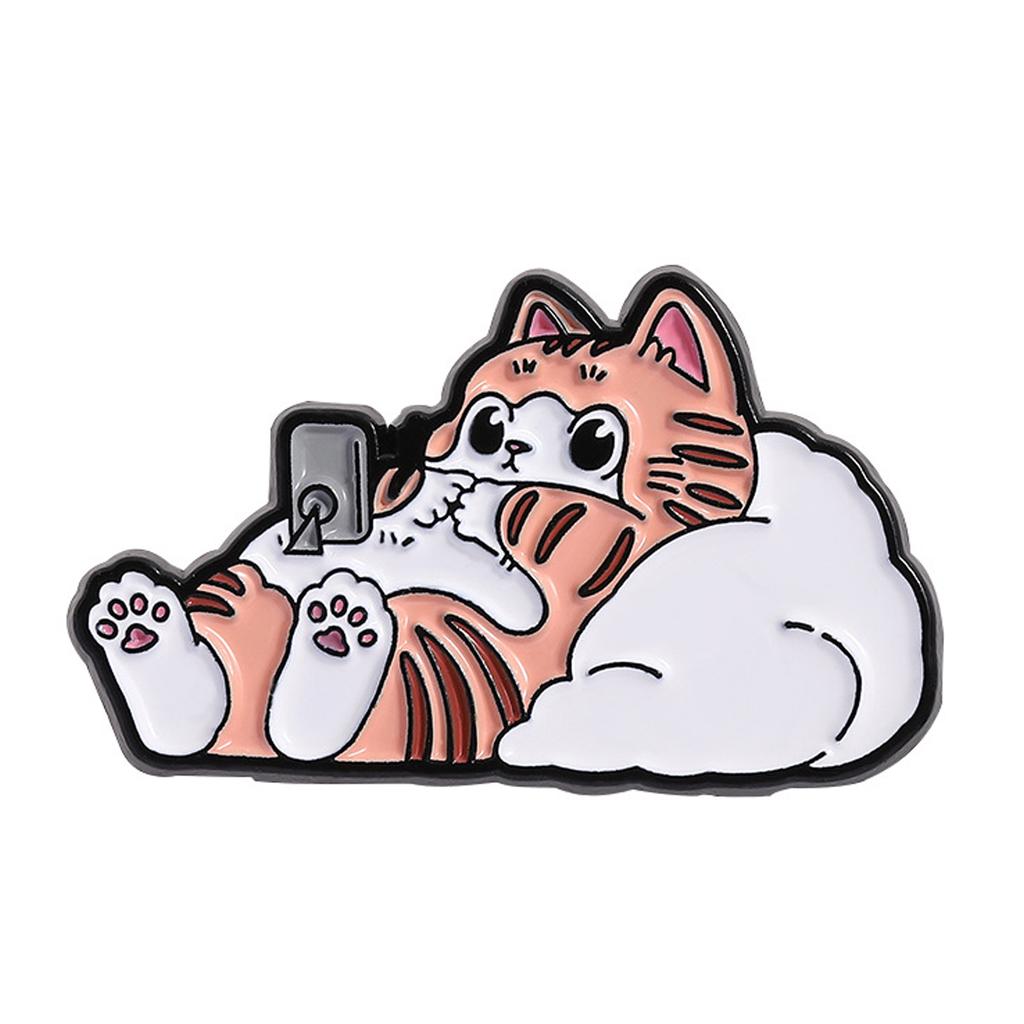Stylish Cat Enamel Pin Adorable Feline Design Lightweight Alloy Brooch Jewelry Piece For Bags Hats Jackets