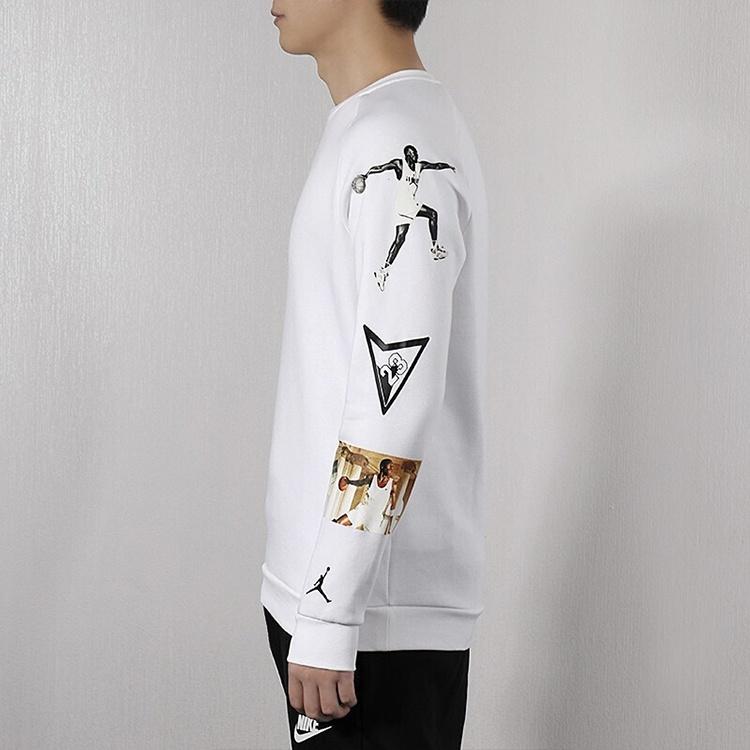 Air Jordan Athleisure Casual Sports Printing Round Neck Long Sleeves White Men's CD5872-100