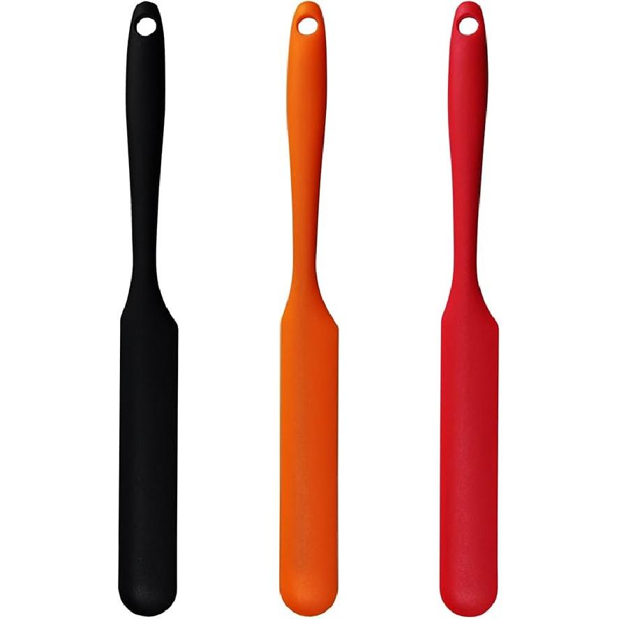 3 Pcs Silicone Jar Spatula, Jam Cheese Spatula with Long Handle, Heat-Resistant Spatula for Baking and Cooking(Green,Blue,Yellow)