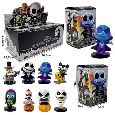 Vánoční Jack Skellington Dýňový král Nevěsta Q-verze Noční stín Slepá krabička Kostlivec Ručně vyráběný PVC model Trendy vánoční slepá krabička