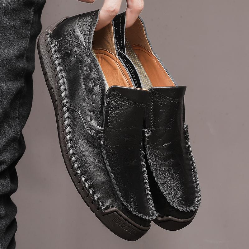 Men's Handmade Leather Shoes Casual Slip On Loafers Men's Flats Moccasins
