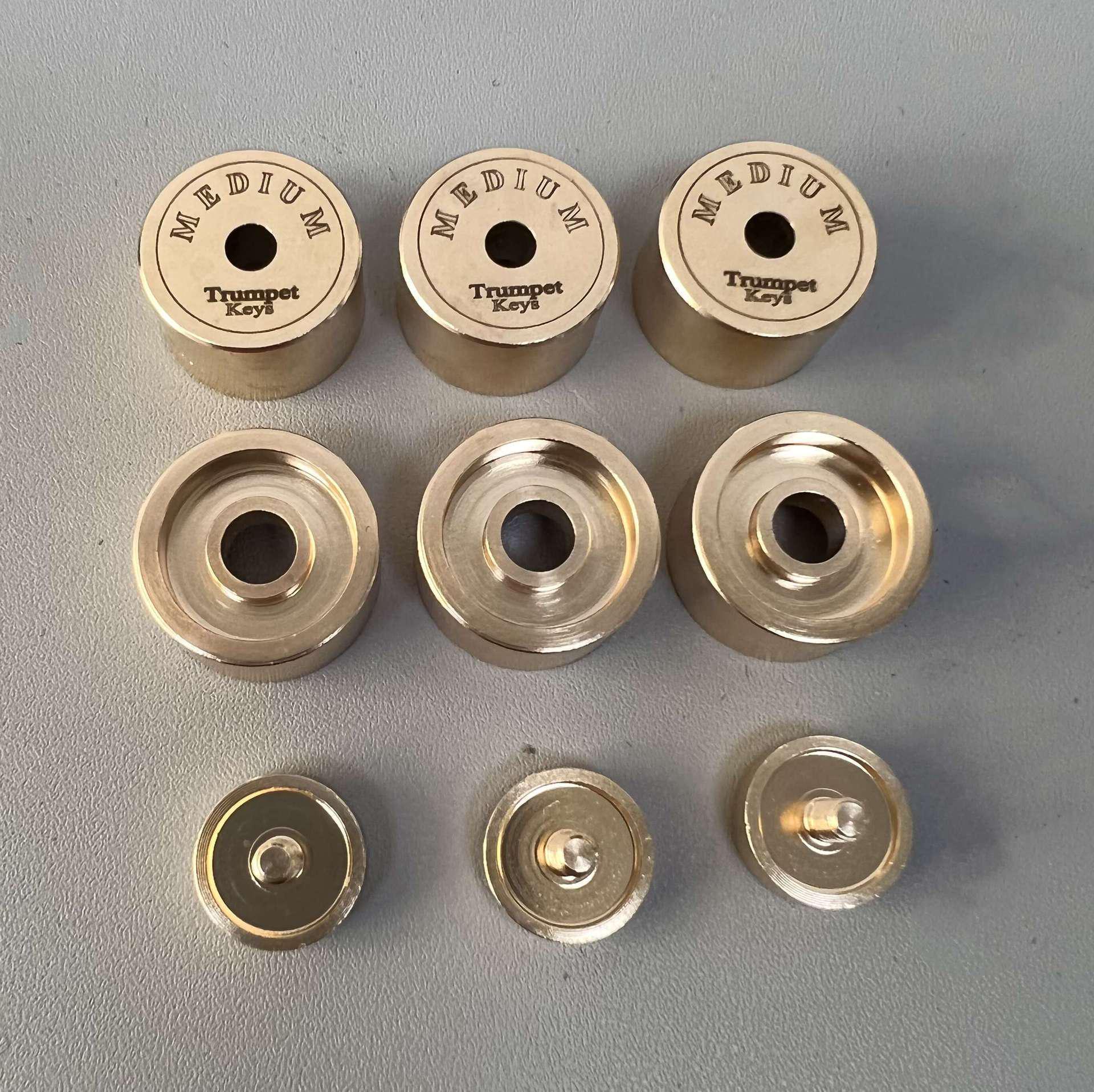 All-Copper Trumpet Parts Kit: Weighted Top/Bottom Covers, Piston Cover, Keys for Modification & Repair Engraved