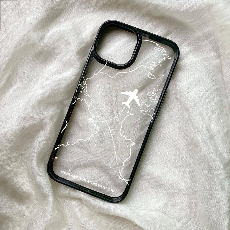New Travel-nspired Airplane Route Design Phone Case For iPhone 16 15 14 13 12 11 Pro Max Mini 7 8 Plus X XR XS shockproof Cover