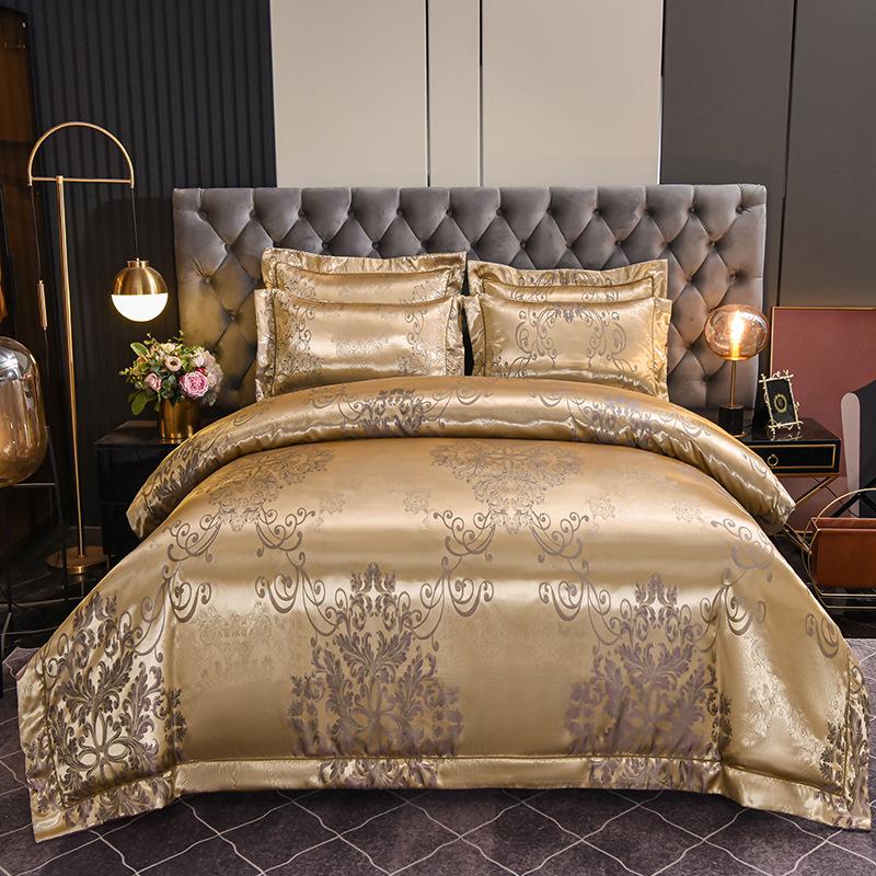 Europejska satyna żakardowa Czerwona pościel ślubna Zestaw czteroczęściowy