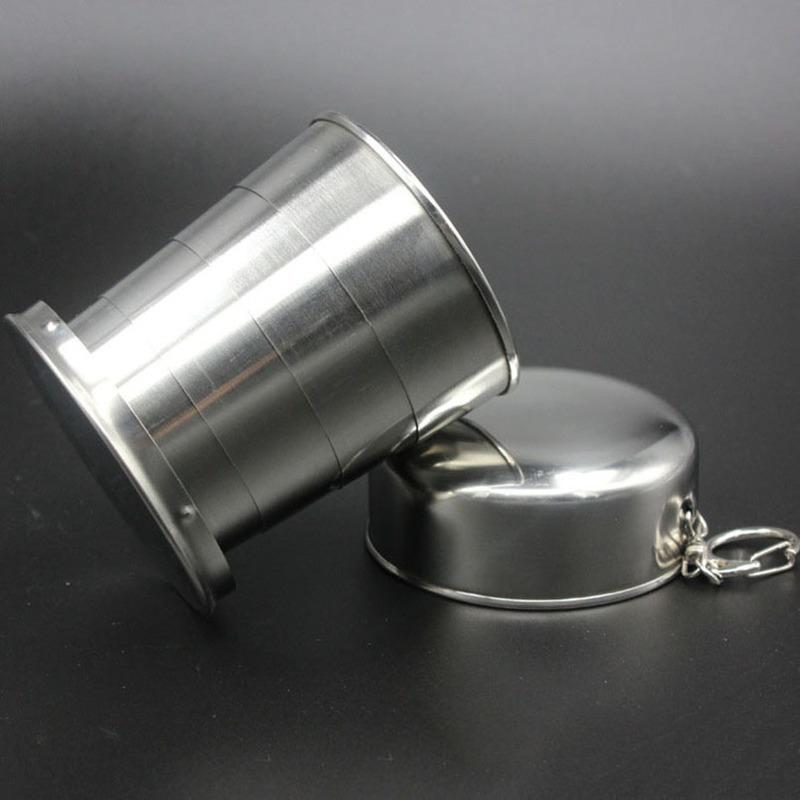 1pc Mini Collapsible 75/150/250ml Alcohol Cup Stainless Steel Portable Outdoor Wine Cup Travel Wash Mug Practical Drinkware
