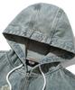 Trillion Star Applique Damaged Wash Denim Jacket (Beige Blue)