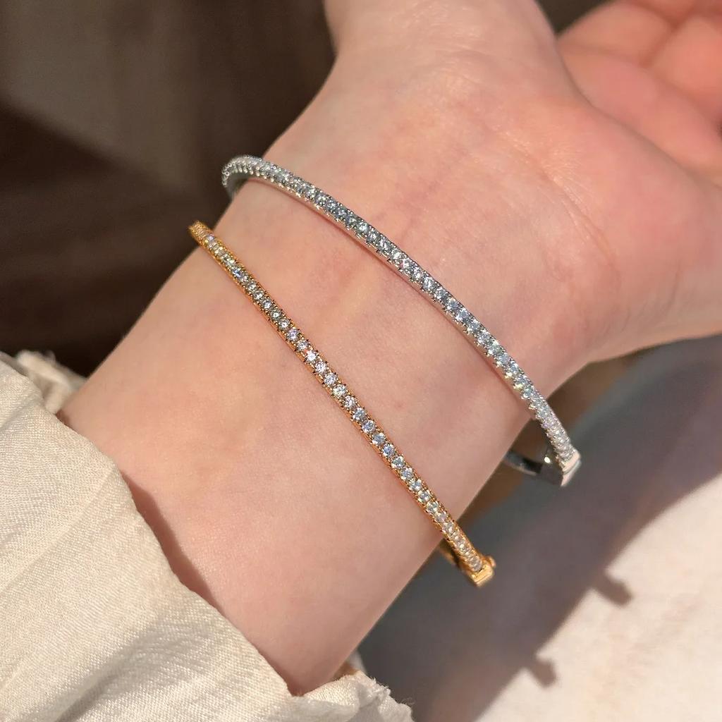 Circle Diamond Bracelet Women's Fashion Light Luxury Niche Exquisite Broken Diamond Zircon Row Diamond Gypsy Star Full Diamond Flash Diamond Bracelet
