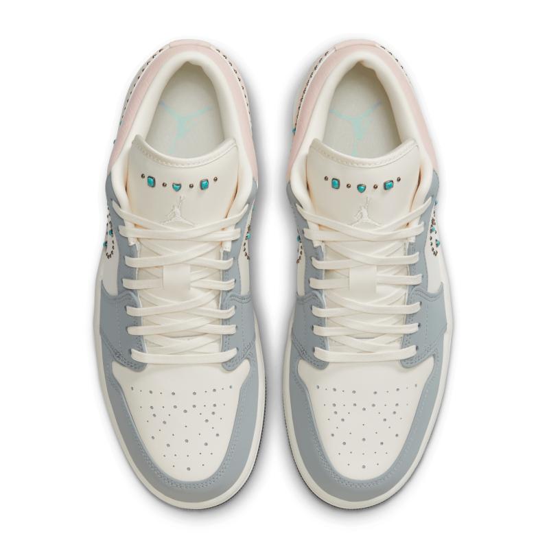 Air Jordan 1 Low Gem Studded Swoosh Women Sneakers Cream IH7319-001