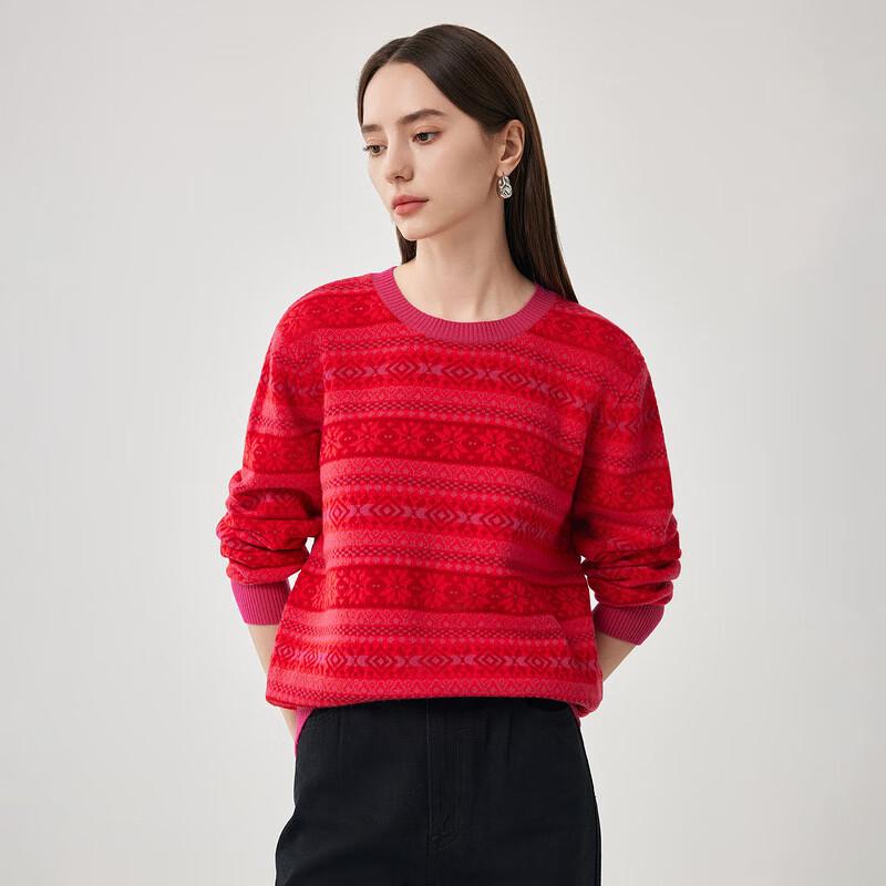 Zhaojun Fair Isle Jacquard Wool Sweater for Women