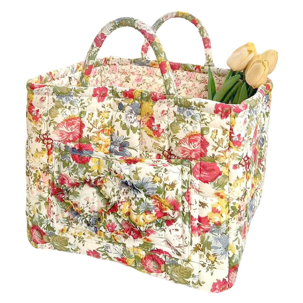 Boho Fabric Storage Basket Large Capacity Pastoral Style Baskets Quilted Laundry Hampers for Small Apartment Dormitory Closet