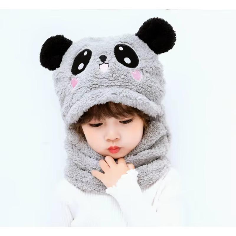 Cartoon-Mütze Mädchen Jungen Schal Verdickte Kappe Wintermütze Kinder Neugeborenes Baby Zubehör Kinderhut Fleece Kinderkappen