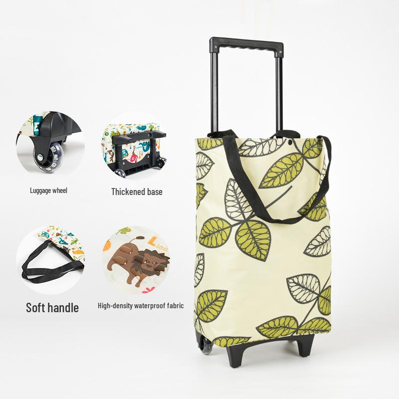 Tragbarer Faltbarer Einkaufstrolley mit Rädern - Umweltfreundlicher Multifunktionaler Handgezogener Wagen