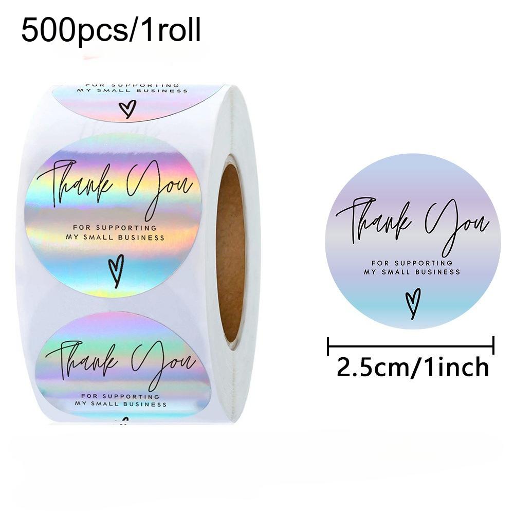 

500pcs/roll Rainbow Laser Thank You Stickers for Small Business Stickers Adhesive Labels for Boutiques Wrapping Supplies 25mm