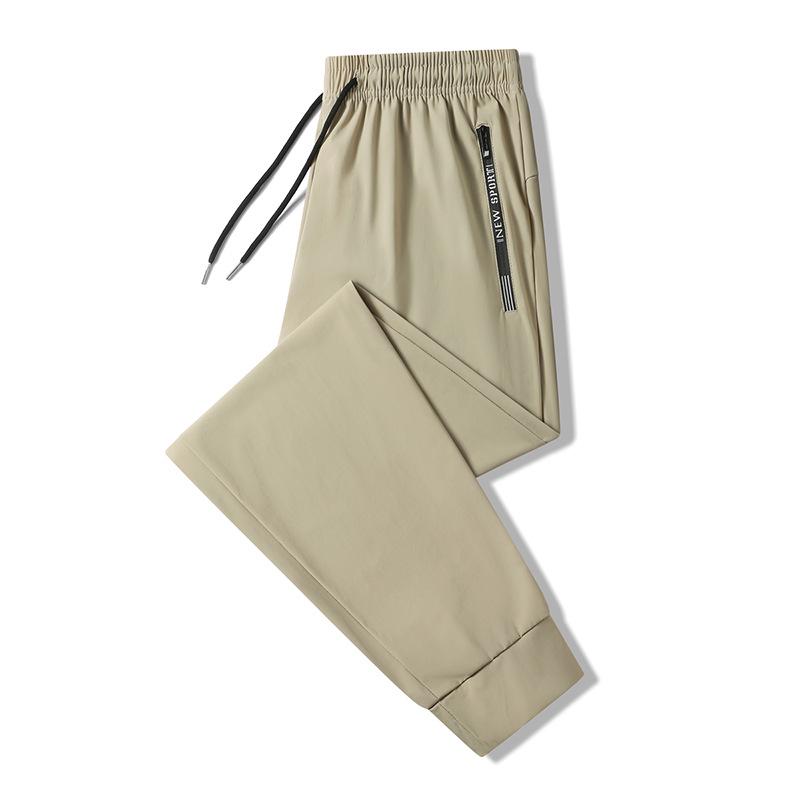 Black Quick-Drying Ice Silk Joggers: Summer Thin, Loose, High-Stretch, Plus Size Casual Sports Pants
