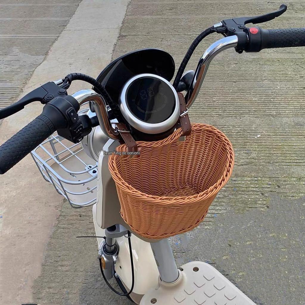 Handwoven Removable Front Storage Basket for Scooters & Bicycles - Large Capacity