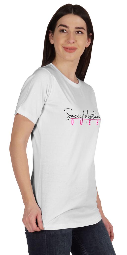 Inkmeso Social Distance Queen Graphic Tshirt Short Sleeve Women Casual Tee