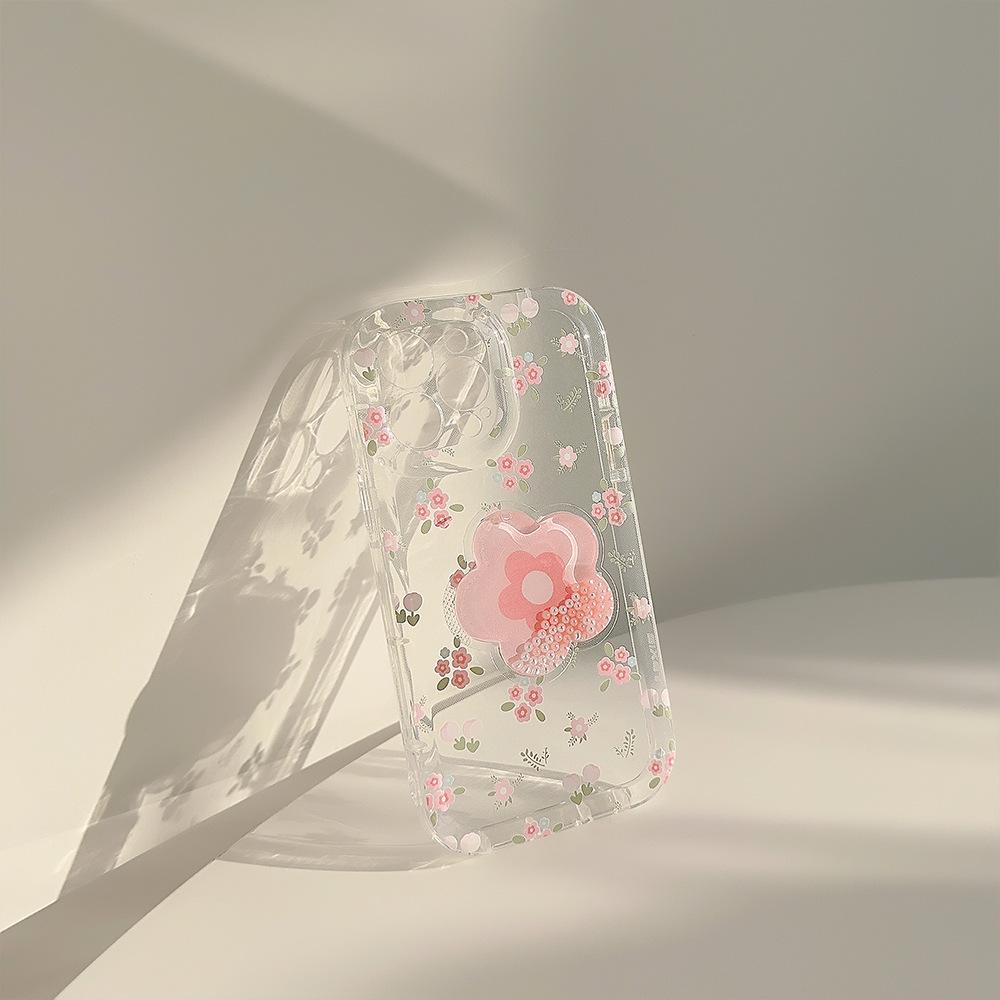 Kreative Treibsand-Blumenständer-Handyhülle für iPhone 13 iPhone 15 iPhone 16 Pro Max