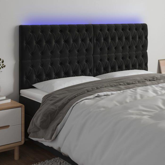 VidaXL Tête de Lit à LED Meuble de Chambre à Coucher Accessoire de Lit Double Tête de Cadre de Lit Intérieur Noir 3122822