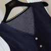Women's Ramie V-Neck Ruffled Sleeveless Vest
