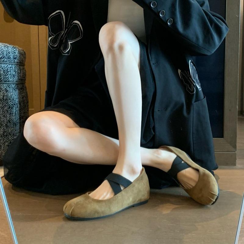 Round Head Shallow Mouth Single Shoes Female Spring and Autumn New Retro Gentle Fairy Ballet Flat Mary Jane Shoes