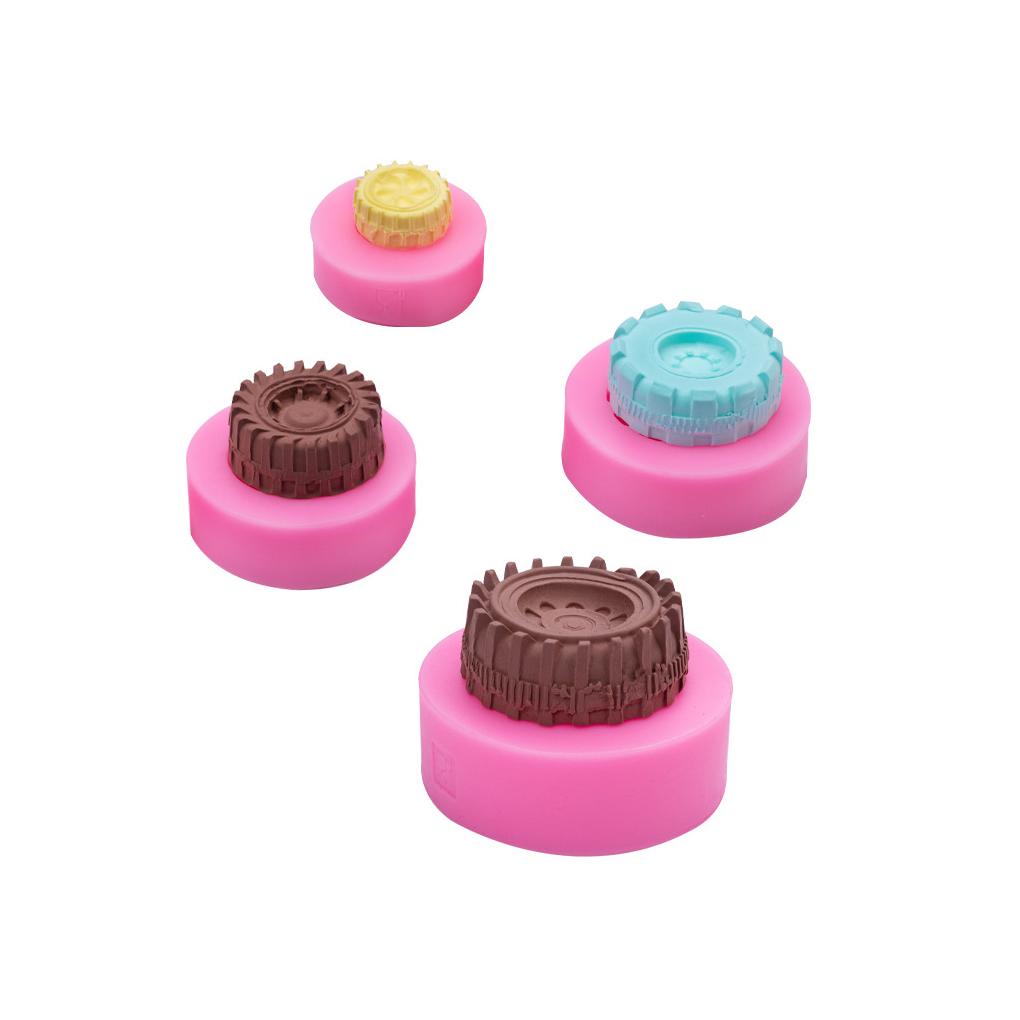 4 Pieces/Set Silicone Car Tire Fondant Mold Non-stick Round Mould Tool