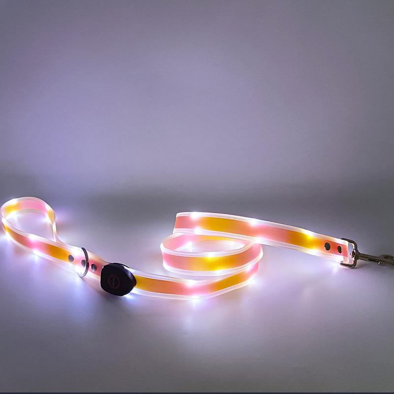 LED Leuchthalsband USB-Aufladung Haustierhalsband mit Licht PVC Geflochtenes Gurtband Hundeleine Leuchtendes Hundehalsband