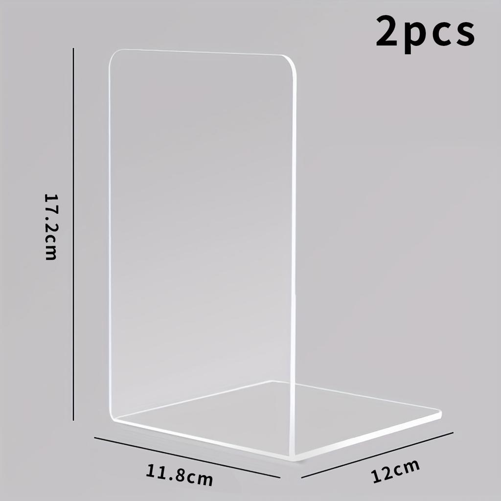 2-8pcs Transparent Acrylic Bookends L-Shaped Desktop Decorative Storage Rack Stable Support Book Stand Easy To Access for Office