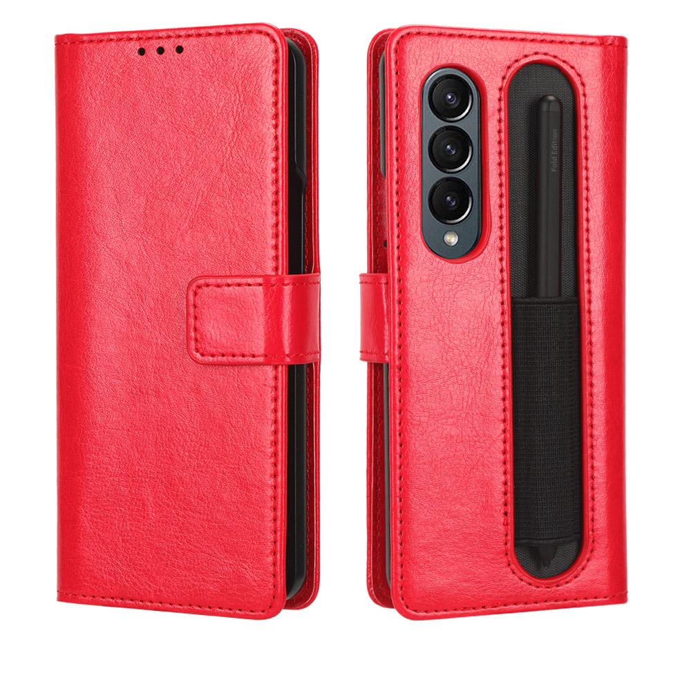 For Samsung Galaxy Z Fold 7 6 5 & 4 & Fold 3 Crazy Horse Pattern Wallet Leather Flip Card Slot Cover Case with Pen Slot