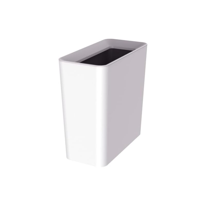 ASVEL 9.5L Rectangular Trash Can with Concealed Bag, Simple Design, Slim, Space-Saving, 15.5cm Wide, Double-Layered, for Living Room, Bedroom, Toilet,